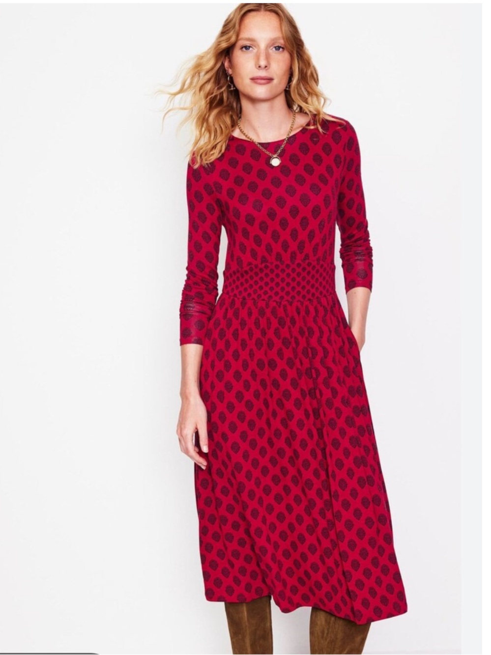 Boden Thea Long Sleeve Jersey Dress